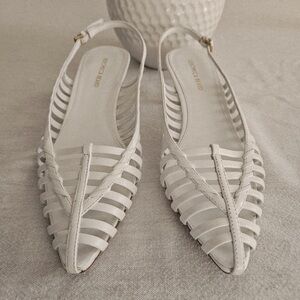 Veronica Beard White Strappy Flats
